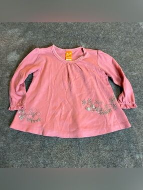 Pusblu Baby Shirt Charming Squirrel Pink Long-Sleeve Top Sz 2T Whimsical Cotton